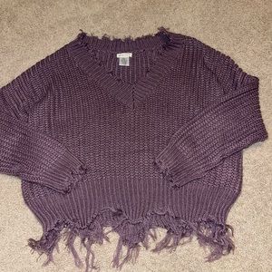 Purple fringe sweater